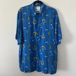 Disney Hawaiian Aloha Men's Short Sleeve Shirt Size Medium Color Blue